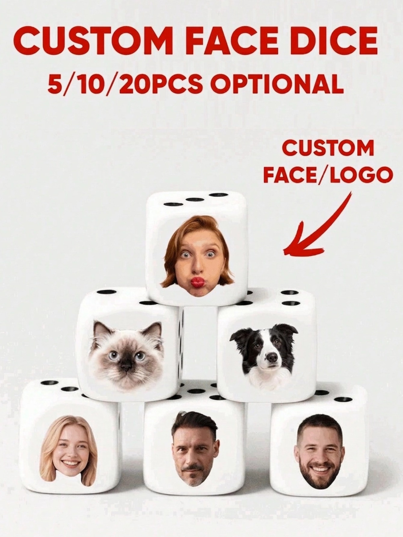 Party Games For Adults - Aangepaste gezichtsdobbelstenen Gepersonaliseerde gezichtsdobbelstenen Grappige dobbelstenen