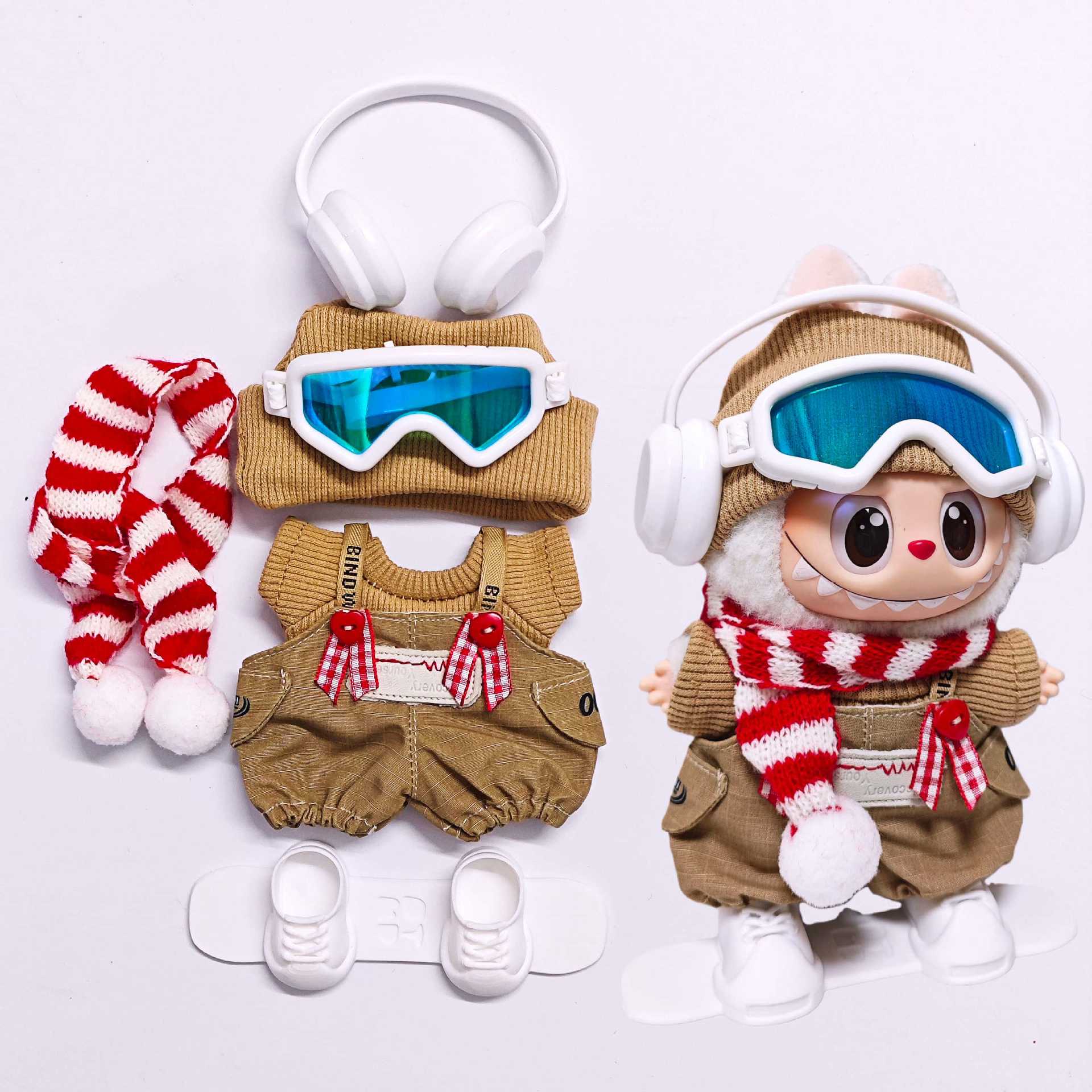 Party Games 15 In 1 - 15/17Cm Labubu Pop Kleding Winter Bril