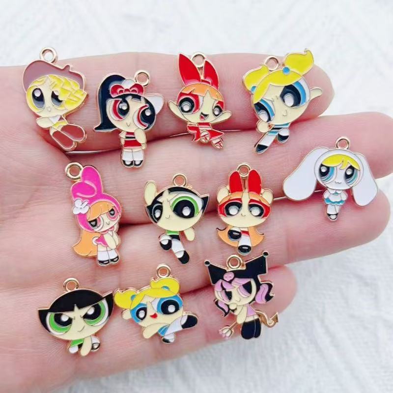 Party Games Girls - 10 stuks legering olie-druppelende cartoon meisje