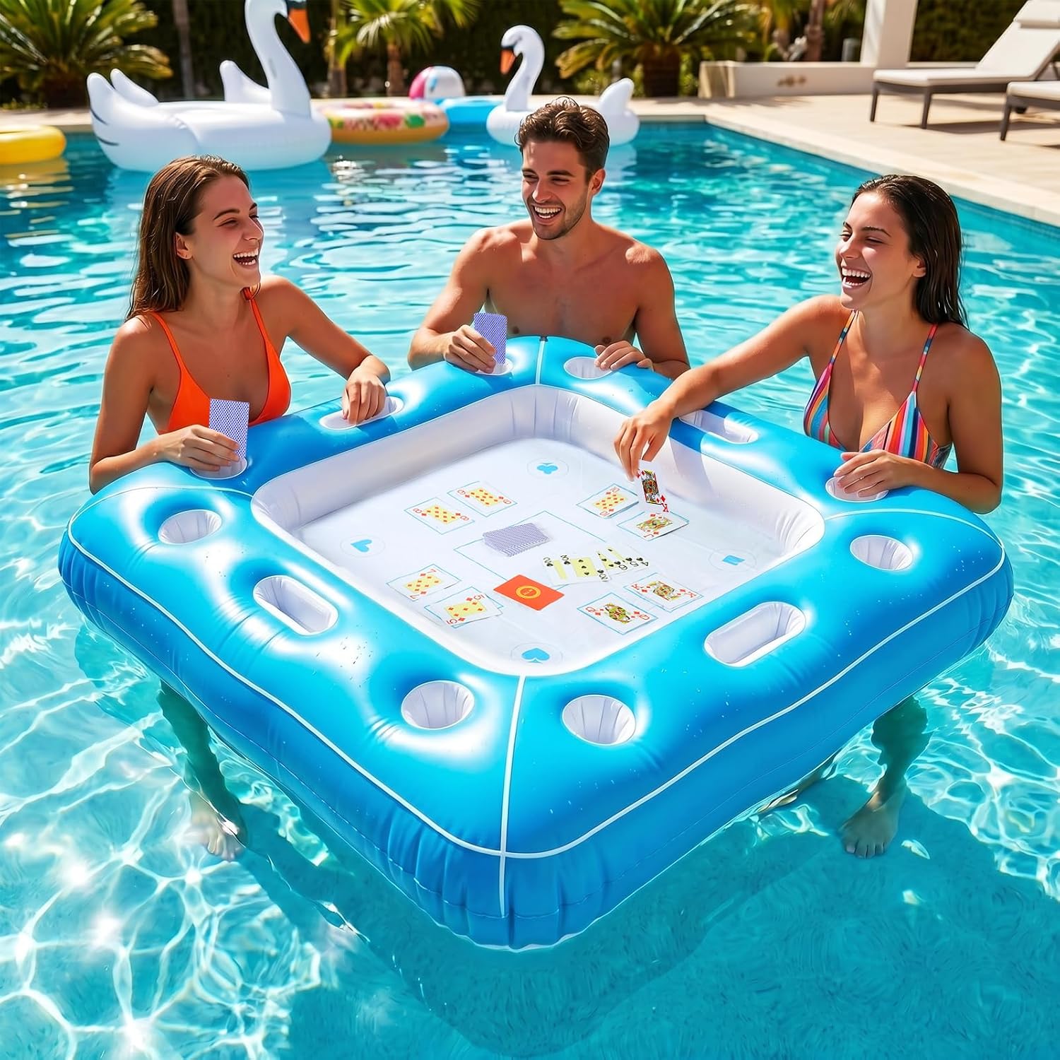 Party Games Using Cards - Dikke waterdichte opblaasbare drijvende speeltafel met